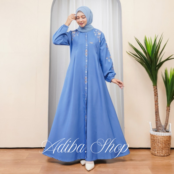 KANAYA DRESS Gamis Umroh Manasik Haji Ihram Lebaran Kondangan Daily Homey kombinasi bordir mewah elegan - Gambar 3