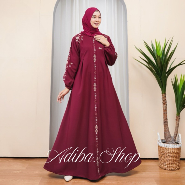 KANAYA DRESS Gamis Umroh Manasik Haji Ihram Lebaran Kondangan Daily Homey kombinasi bordir mewah elegan - Gambar 2