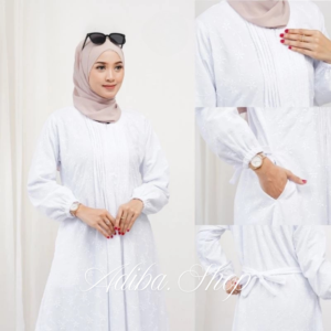 KHANZA DRESS gamis bahan katun adem menyerap keringat busui bordir full furing sebadan