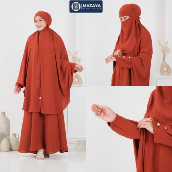 Amira Abaya Gamis Syar'i Set Khimar Free Cadar Bandana Gamis Lebaran Umroh Pengajian - Gambar 3
