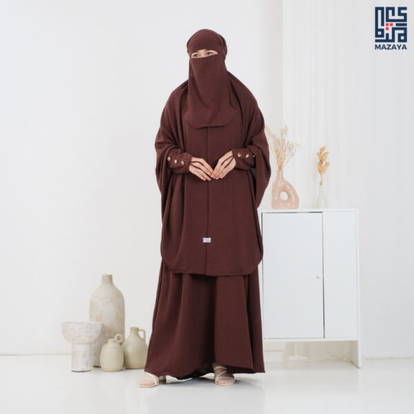Amira Abaya Gamis Syar'i Set Khimar Free Cadar Bandana Gamis Lebaran Umroh Pengajian - Gambar 5