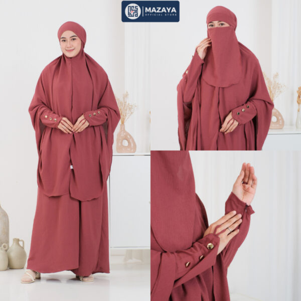 Amira Abaya Gamis Syar'i Set Khimar Free Cadar Bandana Gamis Lebaran Umroh Pengajian - Gambar 9