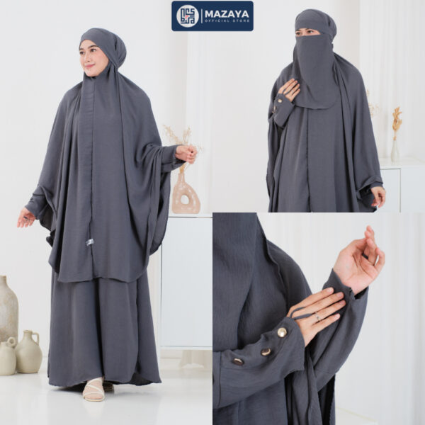 Amira Abaya Gamis Syar'i Set Khimar Free Cadar Bandana Gamis Lebaran Umroh Pengajian - Gambar 10