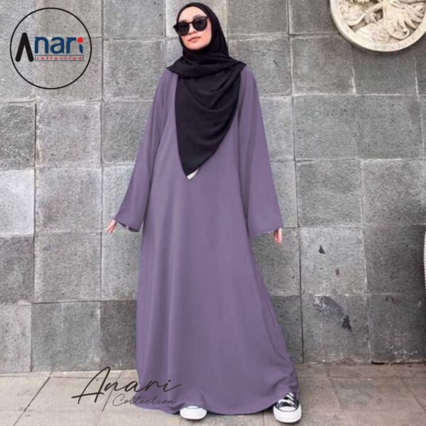 Abaya Dubai Polos Wanita Kekinian Wolpis Premium / Dress Basic Abaya Wanita Terbaru Umroh Simple Elegan - Gambar 2