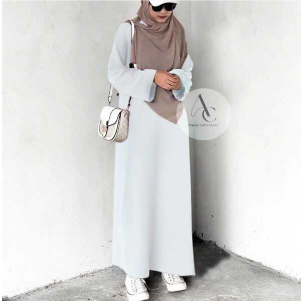 Aara Collection Abaya Dubai Kekinian / Basic Abaya Polos Wanita Turkey Terbaru Ukuran S M L Xl Xxl - Gambar 5
