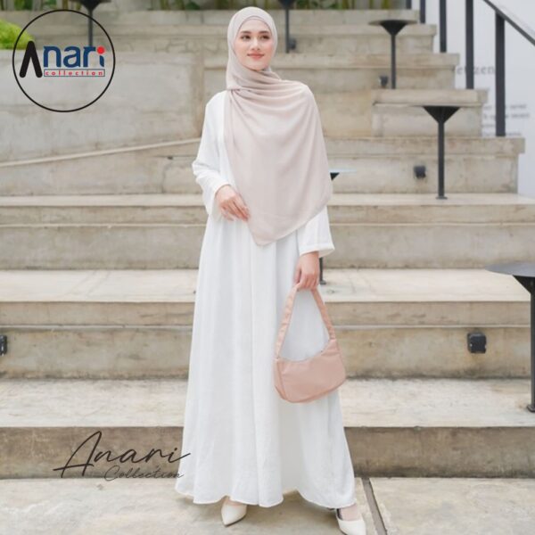Abaya Dubai Polos Wanita Kekinian Wolpis Premium / Dress Basic Abaya Wanita Terbaru Umroh Simple Elegan - Gambar 5