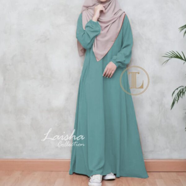 Gamis terbaru abaya lengan karet wanira muslimah wolfis premum ukuran S M L XL XXL - Gambar 6