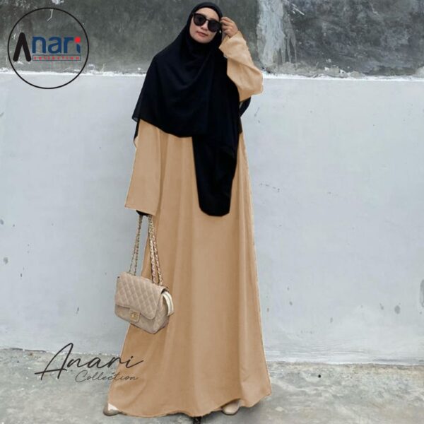 Abaya Dubai Polos Wanita Kekinian Wolpis Premium / Dress Basic Abaya Wanita Terbaru Umroh Simple Elegan - Gambar 7