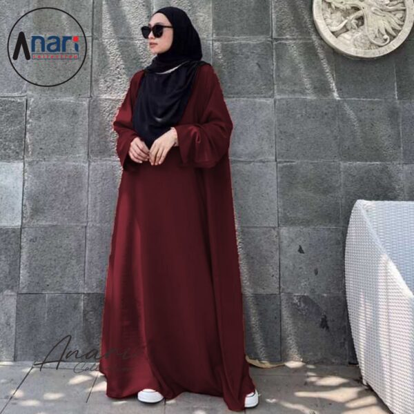 Abaya Dubai Polos Wanita Kekinian Wolpis Premium / Dress Basic Abaya Wanita Terbaru Umroh Simple Elegan - Gambar 6