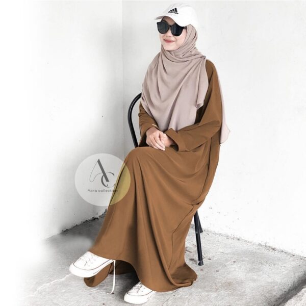 Aara Collection Abaya Dubai Kekinian / Basic Abaya Polos Wanita Turkey Terbaru Ukuran S M L Xl Xxl - Gambar 6