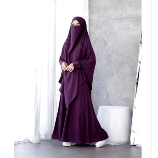Gamis Abaya Muslimah Terbaru 2025 Set Khimar - Gambar 4