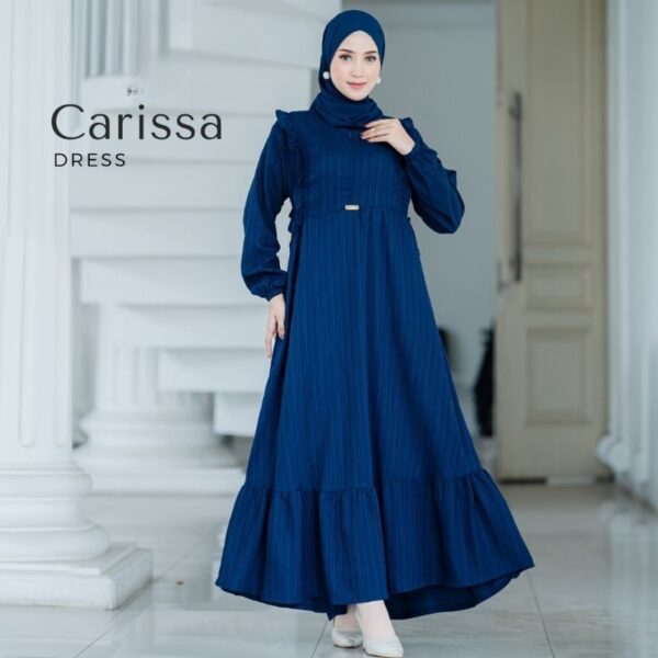Carissa Dress Gamis Bahan Lady Crush Tebal Tidak Mudah Kusut - Gambar 2