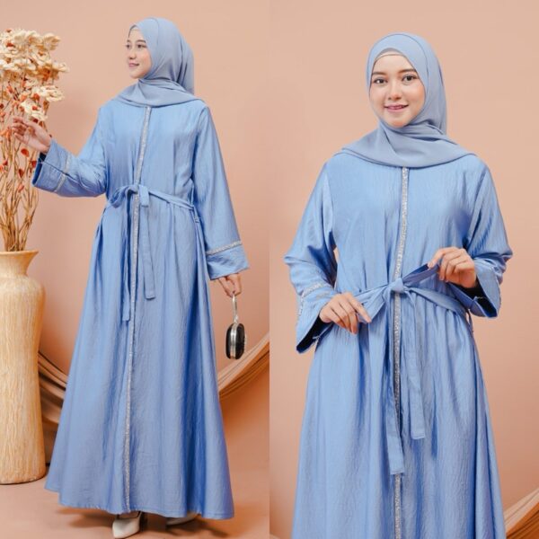 SORAYA ABAYA Gamis Atau Abaya Bahan Mazaya Silk Premium Umroh Manasik Haji Pesta Kondangan Fashion Muslimah Lebaran Fashion Wanita Mewah - Gambar 4
