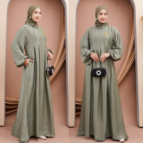 Gloria Dress Gamis Bahan Silky Santorini Super Lembut Halus Mewah - Gambar 3