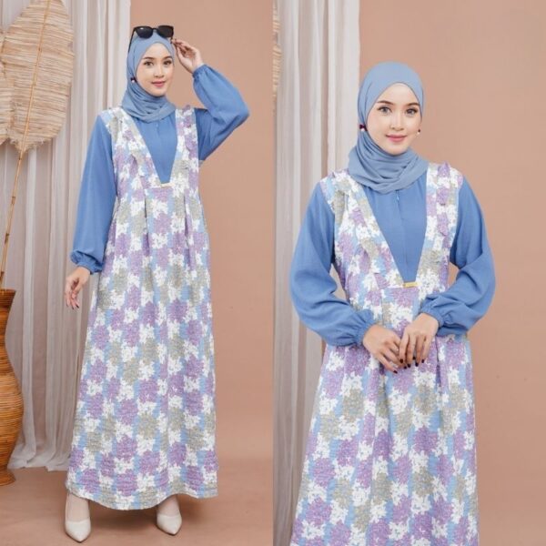 Anya Dress Gamis Motif Bahan Crinkle Airflow Premium Super Adem Cantik - Gambar 4