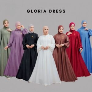 Gloria Dress Gamis Bahan Silky Santorini Super Lembut Halus Mewah