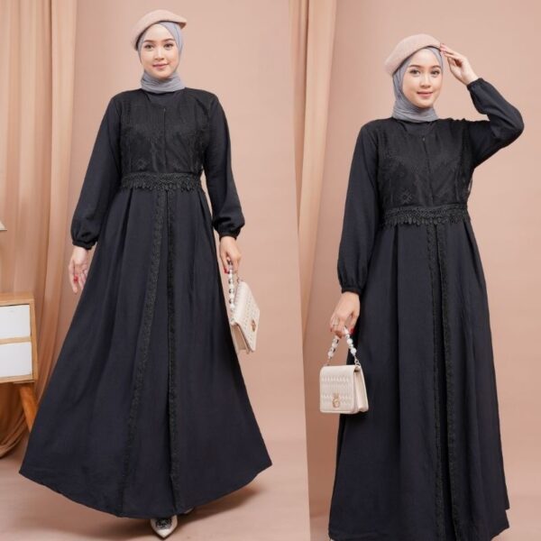 AISYA DRESS Gamis Putih Bersih Hitam Thawaf Umroh Manasik Haji - Gambar 3