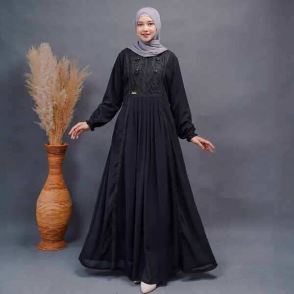 NAJWA DRESS gamis bahan ceruty babydol premium lembut dress atau gamis putih muslimah mewah full furing umroh manasik haji ihram - Gambar 2