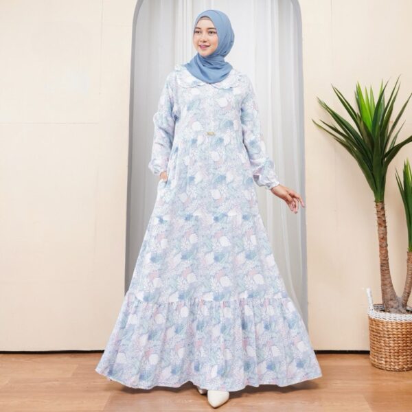 ALESHA DRESS Gamis rayon premium grade A motif bunga - Gambar 4