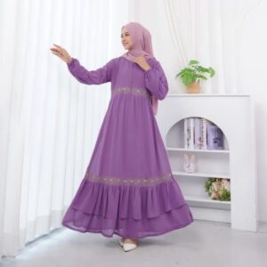 KHADIJA DRESS 3 Gamis bahan ceruty babydol aplikasi bordir seragam
