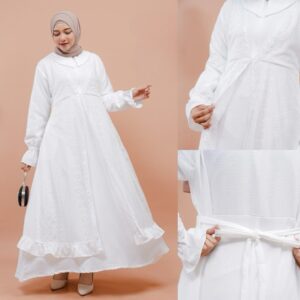 Helwa Dress Gamis Bahan Crinkle Airflow Putih Bersih Broken White Putih Tulang Hitam Brukat Malika Manasik Haji Umroh Ihram Thawaf Anak Dan Dewasa