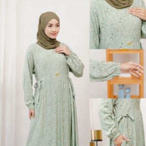 ZELYN DRESS gamis bahan rayon twill adem homeydress motif bunga daily dress raya dress
