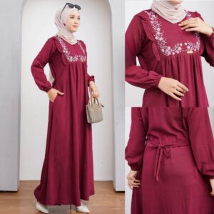 Zora Dress 2 Gamis Bahan Polo Linen Bahan Adem Menyerap Keringat Busui Bumil Friendly Seragam (S, M, L, XL, XXL)