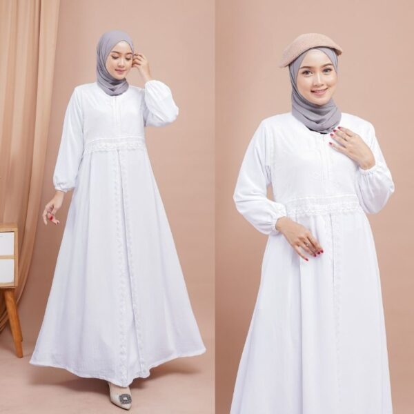 AISYA DRESS Gamis Putih Bersih Hitam Thawaf Umroh Manasik Haji - Gambar 2