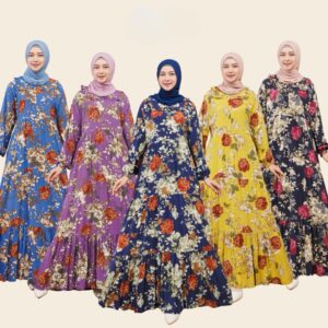 ALESHA DRESS Gamis rayon premium grade A motif bunga