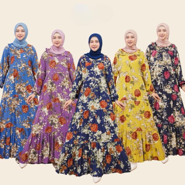 ALESHA DRESS Gamis rayon premium grade A motif bunga