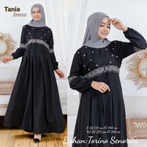 Tania Dress 1 Bahan Torino Senorita Aplikasi Bordir Busui Bumil Friendly