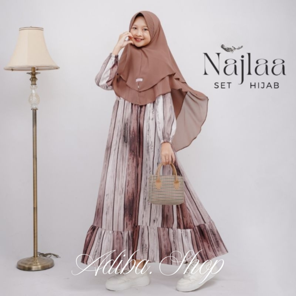 NAJLA DRESS Gamis Remaja Cantik Elegan Modis Anggun bahan Shakila Premium Super Lembut - Gambar 3