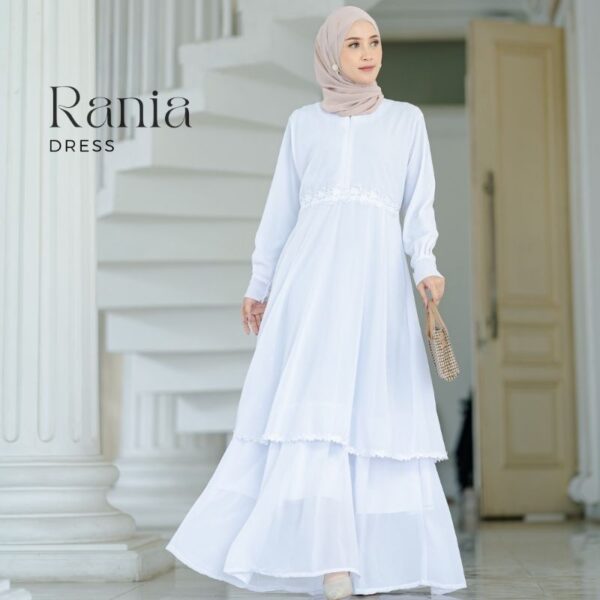 RANIA DRESS gamis bahan ceruty babydoll full furing ala malay look umroh manasik haji thawaf - Gambar 2