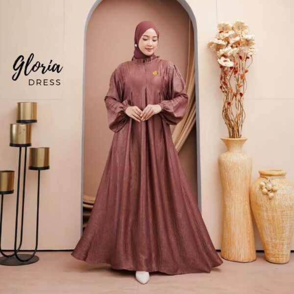 Gloria Dress Gamis Bahan Silky Santorini Super Lembut Halus Mewah - Gambar 2
