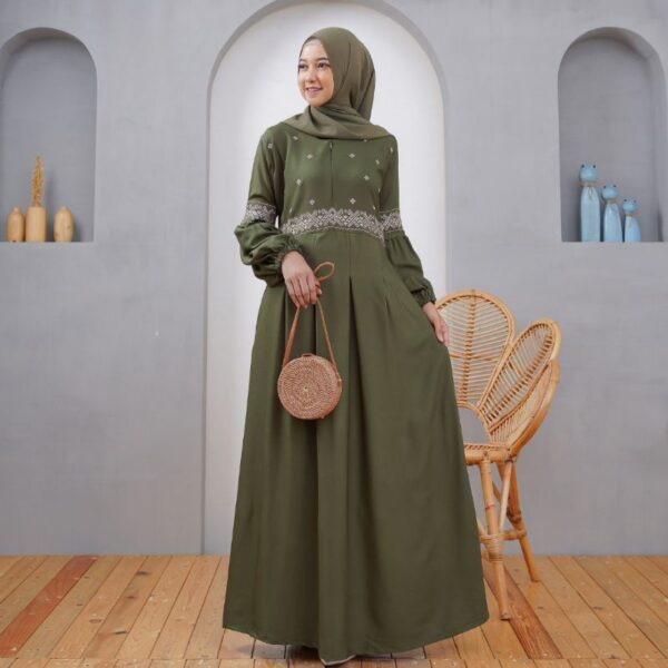 Tania Dress 1 Bahan Torino Senorita Aplikasi Bordir Busui Bumil Friendly - Gambar 2