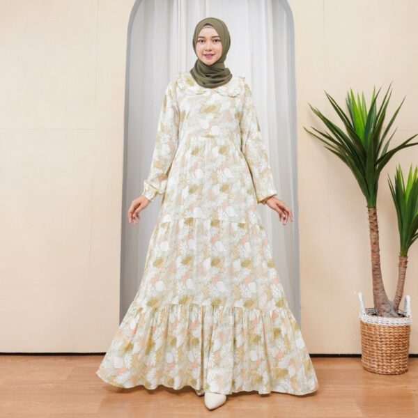 ALESHA DRESS Gamis rayon premium grade A motif bunga - Gambar 3