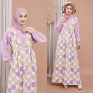 Anya Dress Gamis Motif Bahan Crinkle Airflow Premium Super Adem Cantik