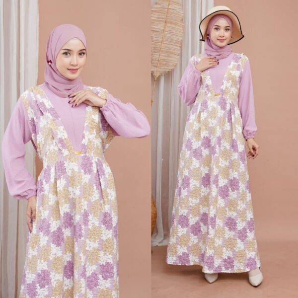 Anya Dress Gamis Motif Bahan Crinkle Airflow Premium Super Adem Cantik