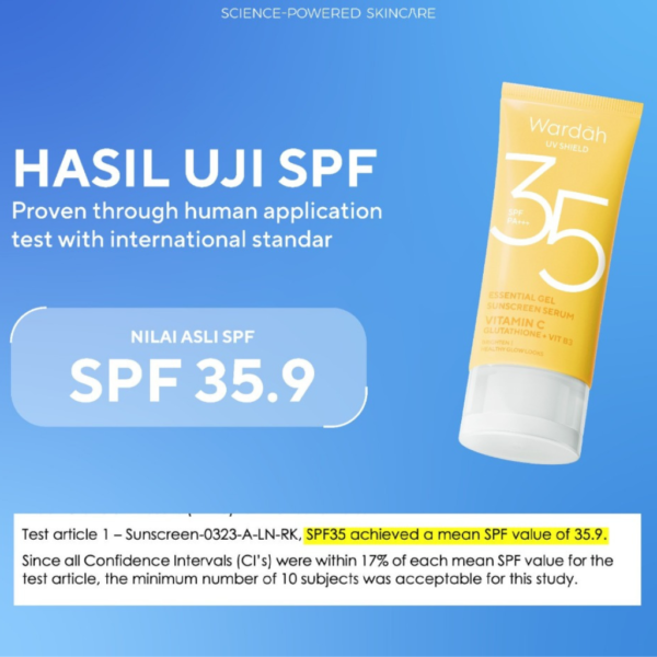 WARDAH UV Shield Essential Sunscreen Gel SPF 35 PA +++ 40 ml - Sunscreen Wajah 0% Alkohol dengan Vitamin C + Niacinamide - - Gambar 3