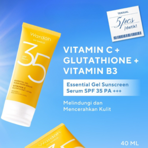 WARDAH UV Shield Essential Sunscreen Gel SPF 35 PA +++ 40 ml - Sunscreen Wajah 0% Alkohol dengan Vitamin C + Niacinamide -