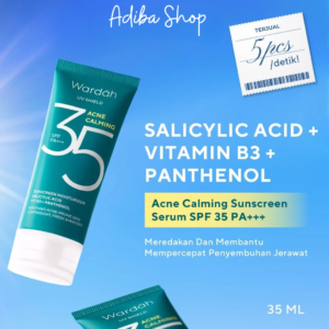 WARDAH UV Shield Acne Calming Sunscreen Moisturizer SPF 35 PA+++ untuk komedo, jerawat dan bekas jerawat, kulit berminyak, tekstur